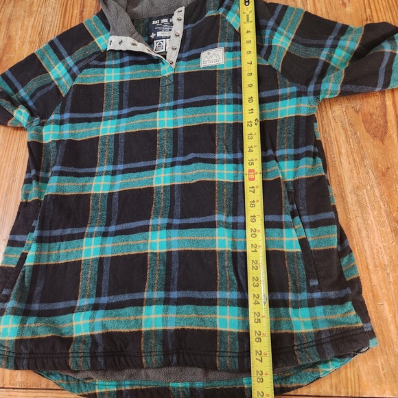 Ski the East Women's Flannel Fleece Lined Henley Hoodie Med Organic Recycled - Picture 10 of 15